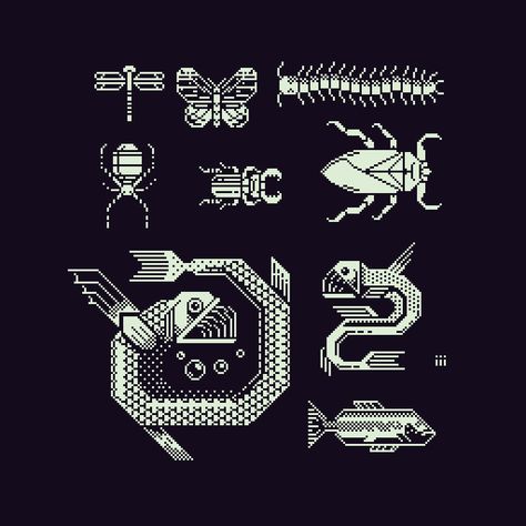 8 Bit Black And White, Pixel Tattoo 8 Bit, Divoom Pixel Art, Modern Pixel Art, 1 Bit Art, Pixel Art Poster Design, 8 Bit Design, Weird Pixel Art, Pixel Art Monochrome