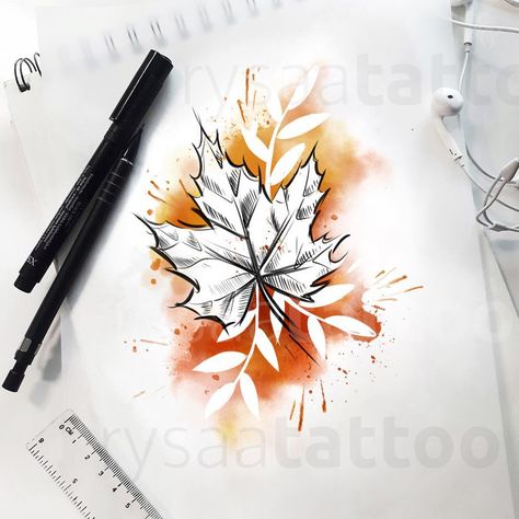 Autumn Tattoo Design, Autumn Tattoo Ideas, Fall Tattoo Ideas, Fall Tattoo, Pagan Tattoo, Autumn Tattoo, Modern Fall, Autumn Vibes, Sketch Art