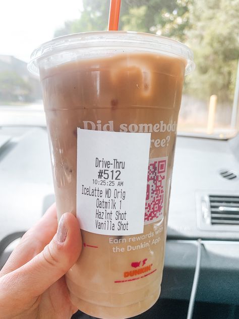 @DunkinDonuts skinny latte option! Orer: medium oat milk latte, 1 shot hazelnut, 1 shot vanilla. Important to order the flavor SHOTS not the swirls. The shots are sugar free and 5-10 calories each. Total 140 calories, 5 g sugar, 3 g fiber. #skinnytaste low calorie #coffeelover #dunkindonutscoffee #dairyfree #lowsugar #coffeorder #weightlosstips Dunkin Drink Orders Healthy, Dairy Free Dunkin Coffee Order, Dunkin Latte Order, Dunkin Healthy Iced Coffee, Low Calorie Dunkin, Dunkin Donuts Iced Coffee Order Oat Milk, Dunkin Low Calorie Coffee, Dunkin Iced Latte Order, Low Cal Dunkin Donuts Drinks