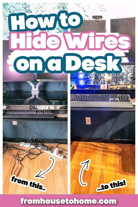 ORC Week 7: How To Hide Wires On A Desk Hide Computer Cords, Organizing Ideas Bathroom, Cable Management Diy, Cable Management Ideas, Hide Electrical Cords, Bathroom Organizing Ideas, Storage Ideas Organizing, Cable Management Desk, Diy Organizing Ideas