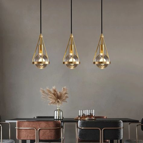 Gold Crystal Pendant Light Hanging Lighting Fixture Home Lighting Nordic Ceiling Lamp Art Deco Bedside Pendant Lights, Lighting Fixtures Kitchen Island, Ball Pendant Lighting, Bulb Pendant Light, Copper Crystal, Bedroom Light Fixtures, Crystal Pendant Lighting, Copper Pendant Lights, Copper Lighting