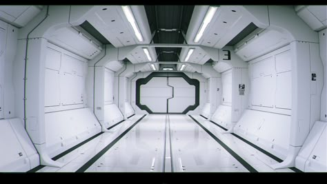 Futuristic Room Sci Fi Interior Design, Sci Fi Environment Interiors, Futuristic Lab, Sci Fi Reactor Room, Sci Fi Hallway, Sci Fi Room, Space Station Interior, Streetwear Fashion Menswear, Sci Fi Space Station Interior