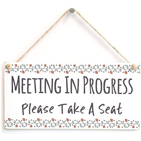 Meijiafei MEETING IN PROGRESS Please Take A Seat - Functional Do Not Disturb Notice Door Sign For Meetings 10"x5" * Continue to the product at the image link. (This is an affiliate link) Meeting In Progress, Home Office Doors, Home Beauty Salon, Office Door Signs, Don't Disturb Sign, Office Decor Ideas, Therapy Office Decor, Therapy Office, Office Door