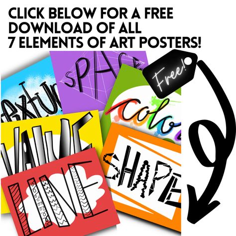 Free Art Room Posters! » Make a Mark Studios Art Room Signs, Elements Of Art Posters, Art Class Posters, 7 Elements Of Art, Art Bulletin Boards, Art Room Posters, Classe D'art, Art Teacher Resources, 7 Elements