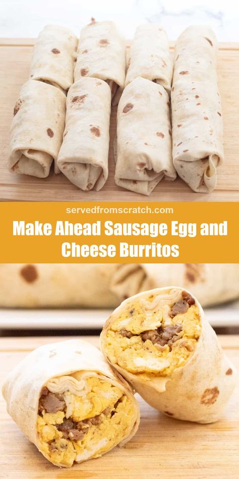 Our latest grab-n-go breakfast is hearty, delicious, and perfect to make ahead for meal prep. These Sausage Egg and Cheese Breakfast Burritos will make those busy weekday mornings a breeze and fuel you all day! Bulk Sausage Recipes Breakfast, Easy Breakfast Sandwiches To Freeze, Make Ahead Grab And Go Meals, Breakfast Burrito Make Ahead, Sausage Egg And Cheese Wrap, Breakfast With Sausage And Eggs, How To Freeze Breakfast Burritos, Freezer Make Ahead Breakfast, Premade Egg Breakfast