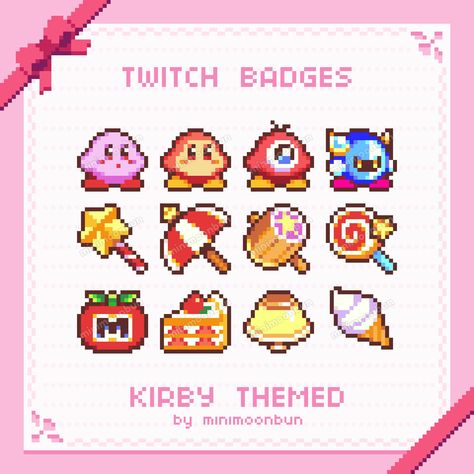 Pixel Art Ideas Pixel Twitch Badges, Kirby Friends, Pixel Art Styles, Items Png, Cute Pixel Art, Perler Creations, Cute Website, Pixel Art Tutorial, Cool Pixel Art