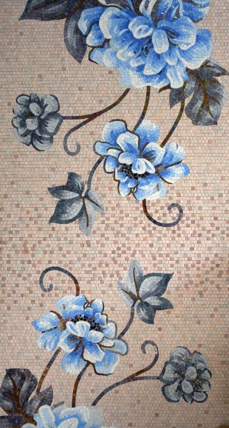 Tile Mosaic Wall, Tile Mosaic Art, Mosaic Backsplash Kitchen, Backsplash Wall, Mosaic Bathroom, Mosaic Murals, Floral Mosaic, Tile Mosaic, Mosaic Flowers