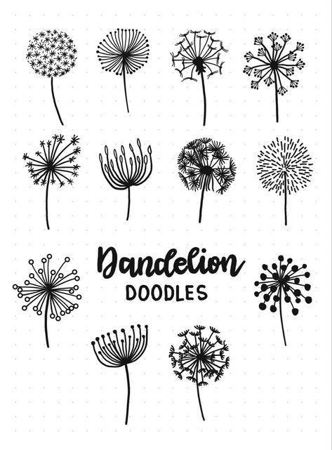 Dandelions Drawings Easy, Drawing A Dandelion, Dandelion Doodle Simple, Drawing Of Dandelion Flower, Dandelions Doodles, Dandelion Sketch Simple, Dandelion Drawing Tutorial, Dandelion Line Drawing, Dandelion Pottery Painting