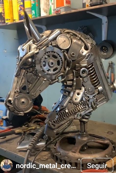 Metal Horse Sculptures, Car Parts Decor, Metal Horse, Recycled Metal Art, Bear Statue, Mechanical Art, Welding Art Projects, Meaningful Art, Metal Garden Art