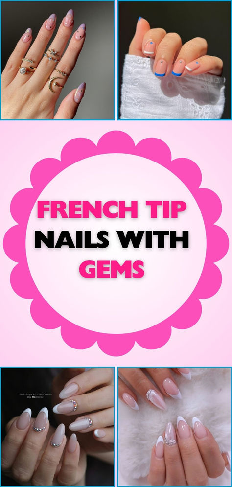 Discover classy French tip nails with gems that bring elegance and sparkle to any occasion, perfect for elevating your nail game. French Manicure Rhinestone Nails, French Manicure With Jewels, French Manicure With Gems, French Nails With Stones, French Manicure With Rhinestones, Classy French Tip Nails, French Tip Nails With Gems, Classy French Tip, Manicure With Rhinestones