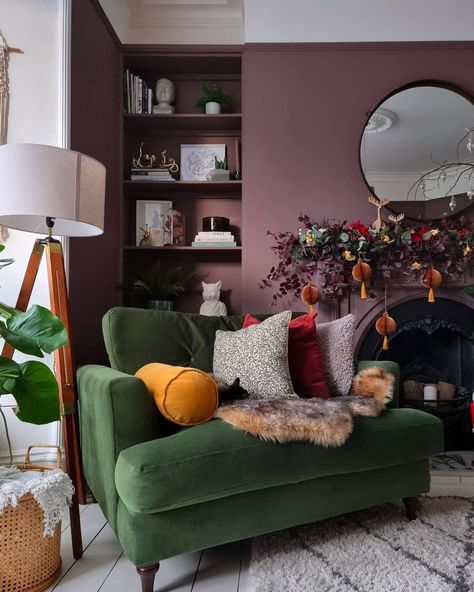 Colorful Eclectic Home, Purple Living Room, Basement Living, Paint Inspo, Purple Rooms, Mirror On The Wall, Victorian House, House Remodel, Living Room Inspo