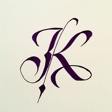 Letter K Tattoo, Italic Calligraphy, Calligraphy Worksheet, Lettering Styles Alphabet, Fancy Writing, The Letter K, K Tattoo, Alphabet Letters Design, Alfabet Letters