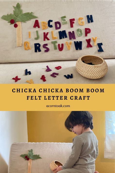 Diy Felt Letters, Felt Board Alphabet, Nugget Felt Ideas, Nugget Christmas, Felt Abc Letters, Diy Felt Story Pieces, Abc Felt Book, Dream Couch, Chicka Chicka Boom Boom Activities