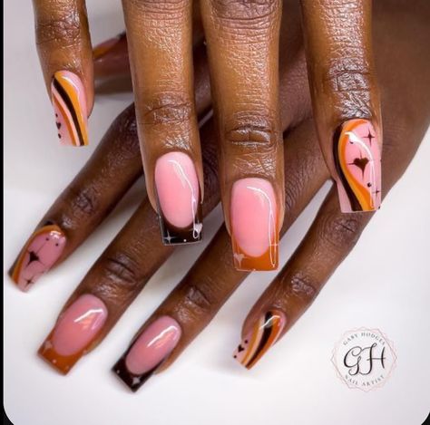 fall / brown inspo 🤎🍂 #nailtech #nails #inspo #nails2inspire #nails4today #nailmeme #nailaddict #naildesigns #nailxster #nailjunkie #gwinnett #explore #exploremore #explorepage Orange Autumn Nails, Orange And Brown Nails, Nail Place, Orange Autumn, Different Nail Designs, Brown Fall, Brown Nails, Autumn Nails, Nails Inspo