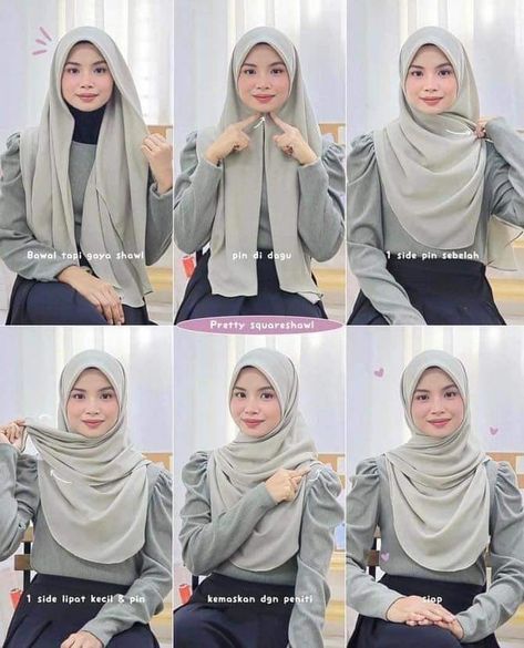 Malaysian Hijab, Style Hijab Simple, How To Wear Hijab, Fesyen Islam, Simple Hijab Tutorial, Muslimah Outfit, Stile Hijab, Simple Hijab, Color Combos Outfit