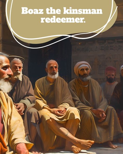 In Ruth, Jesus Christ is the Kinsman Redeemer. Here Boaz is sitting with the elders requesting to redeem Ruth as a near relative. Ruth is short book, the verses represented here are Ruth 4:1 and 2. #savior #holyspirit #christianity #christians #Redeemed #thewayinternational Kinsman Redeemer, Short Books, Holy Spirit, Jesus Christ, Bible Study, Verses, Jesus, Bible, Books