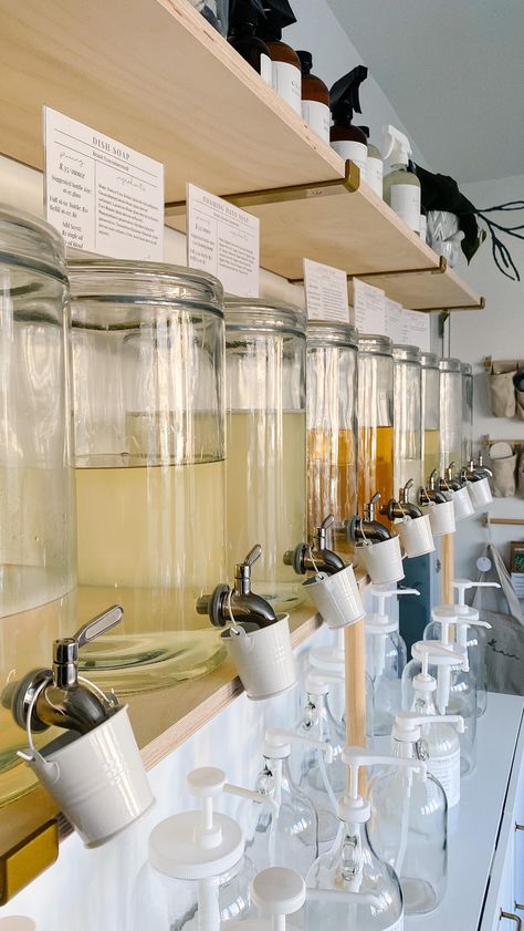 à la main apothecary + refillery (@shop.alamain) • Instagram photos and videos Refillery Store Design, Apothecary Store Aesthetic, Apothecary Esthetics, Mobile Refillery, Apothecary Shop Aesthetic, Soap Shop Interior, Refillery Store, Refillery Shop, Modern Apothecary Aesthetic