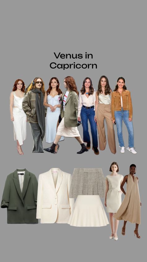 #summer2024 #summeraesthetic #summeressentials #outfitinpso #outfitinspiration #outfitcollage #fashionmoodboard #fashionaesthetic #fashionboard #fashioninspo #zodiacsigns Venus Capricorn, Capricorn Style, Venus In Capricorn, Feminine Energy, Fitness Inspo, Style Guides, Fashion Outfits, Collage, Clothes