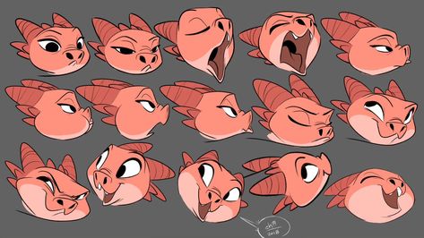 Dragon Facial Expressions, Dragon Expressions Faces, Dragon Expressions, Character Help, Expressions Reference, Expression Sheet, Monster Girls, Character Design Sketches, Drawing Expressions