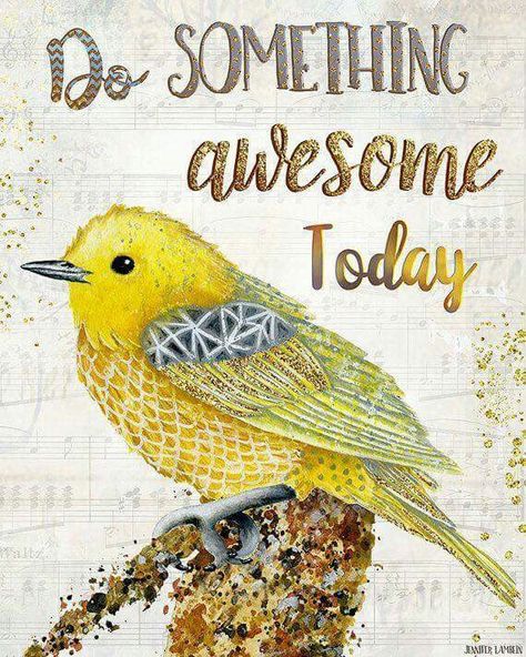 Jennifer Lambein, Mixed Media Design, Yellow Bird, Yellow Art, Linen Texture, Watercolor Pattern, Do Something, Free Paper, Media Design