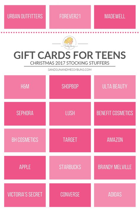 Not sure what to get the teen in your life? Here are the best gift cards for teen girls (picked by me...a teen girl!) #giftsforher #giftguide2017 #giftsforteens Madewell Gift Card, Gift Card Presentation, Best Gift Cards, Gift Card Boxes, Messy Buns, Teacher Cards, Christmas Gift Card, Dream Gift