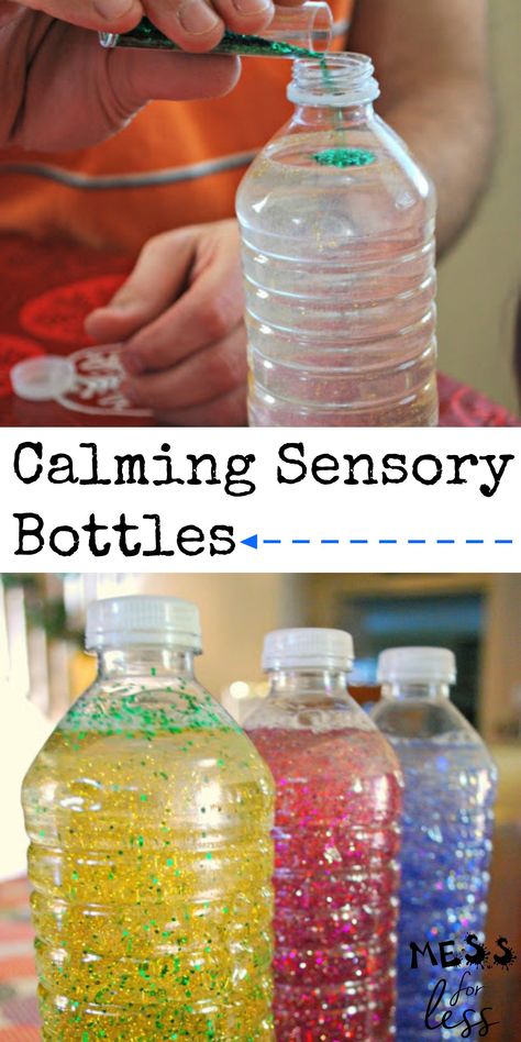 Use these calming bottles to help kids recover from a tantrum. They are so relaxing to watch and super easy to make. #calmingbottles #calmdownjar #sensorybottles Therapist Activities, Calm Sensory Bottles, Mindfulness Jar, Sensory Bottles Preschool, Glitter Sensory Bottles, Calming Bottle, Calming Jar, Calm Down Jar, Finger Games