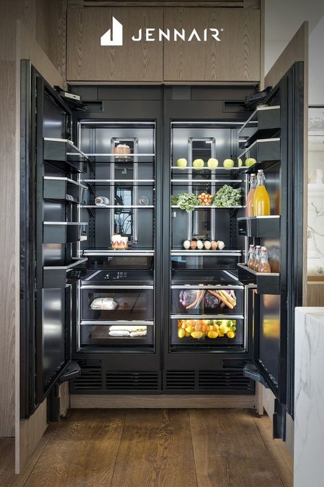 With over 250 configuration options, plus your choice of RISE™ or NOIR™ Design Expressions, or a custom paneled exterior, JennAir® Columns were designed to be the most provocative and versatile luxury refrigeration in the game.  #BoundByNothing Refrigerator In Pantry, Luxury Fridge, Luxury Refrigerator, High End Kitchen Design, Paneled Refrigerator, Refrigerator Ideas, Column Refrigerator, Custom Refrigerator, Jenn Air Appliances