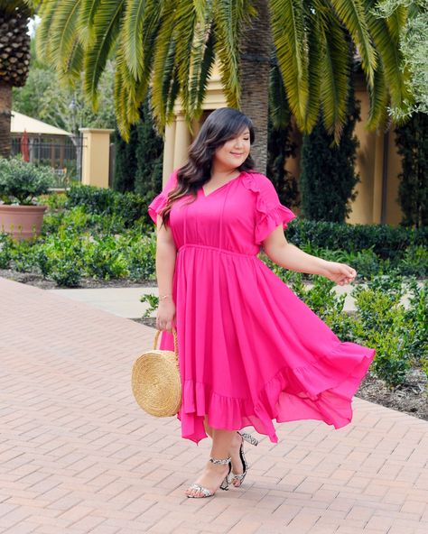 Plus Size Fashion for Women #plussize Lane Bryant Outfits, Pink Plus Size Dress, Pink Plus Size Dresses, Outfit Combos, National Dress, Resort Dresses, Game Dresses, Summer Fashion Trends, Plus Size Fashion For Women