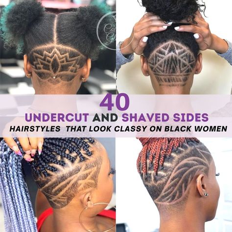 Protective Styles With Undercut, Sisterlocks With Undercut, Twists With Undercut Black Women, Undercut Hairstyles Women Locs, Shaved Loc Styles For Women, Side Undercut Designs, Undercut Designs For Black Women, Undercut Hairstyles Black Women, Undercut With Locs