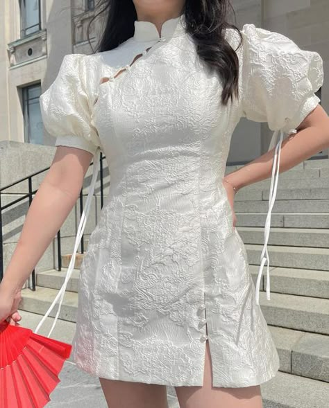 Qipao Inspired Dress, Lunar New Year Clothes, Chinese Lunar New Year Outfit, Lunar New Year Dress, Lunar New Year Outfit Casual, Lunar Outfits, Chinese New Year Outfits, Lunar New Year Outfit, Qipao Outfit