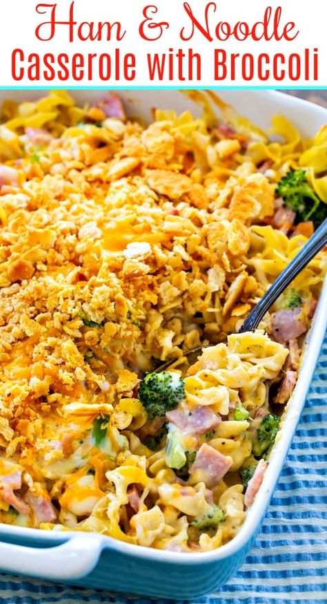 Ham and Noodle Casserole with Broccoli Broccoli Ham Recipes, Ham Broccoli Noodle Casserole, Leftover Ham Recipes Casseroles Noodles, Broccoli Ham Pasta, Ham And Noodle Casserole Recipes, Ham And Noodles Casserole, Ham And Pasta Casserole, Ham Noodle Casserole Recipes, Ham Leftovers Casserole