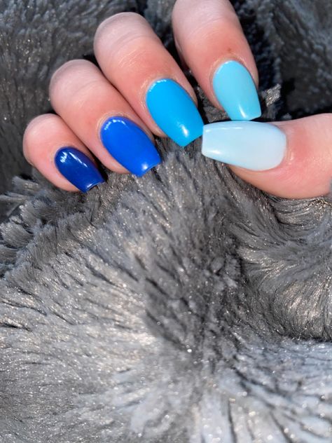 Multiple Shades Of Blue Nails, Blue Multicolor Nails Acrylic, Different Shade Of Blue Nails, Blue Gradient Nails Acrylic, 5 Shades Of Blue Nails, Different Color Nails Blue, Multicolor Blue Nails, Multi Colored Blue Nails, Blue Multicolor Nails