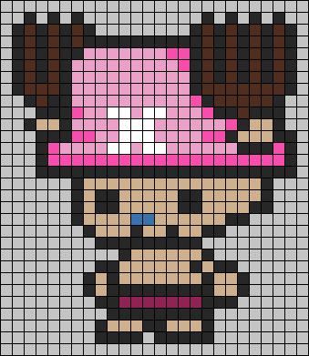 Alpha pattern #160725 | BraceletBook Chopper Perler Beads, Soul Eater Pixel Art, One Piece Perler Beads Pattern, One Piece Pixel Art Grid, One Piece Alpha Pattern, Large Pixel Art, Anime Pixel Art Grid, Pixel Art Manga, Grid Art