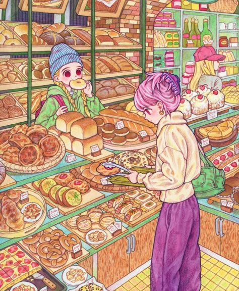 Food Illust, Magical Characters, Mood Art, Arte Do Kawaii, Desain Buklet, Arte Sketchbook, Coloring Book Art, Art Inspiration Painting, Dreamy Art