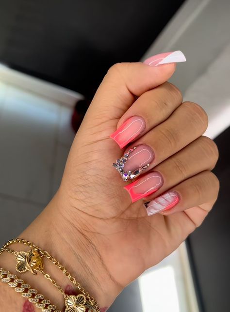 Nails French Tip With Design, French Tip With Design, Acrylic Nails French Tip, Croc Nails, Acrylic Nails French, Acrylic Nails Yellow, Nails French Tip, Medium Nails, Acrylic Toe Nails