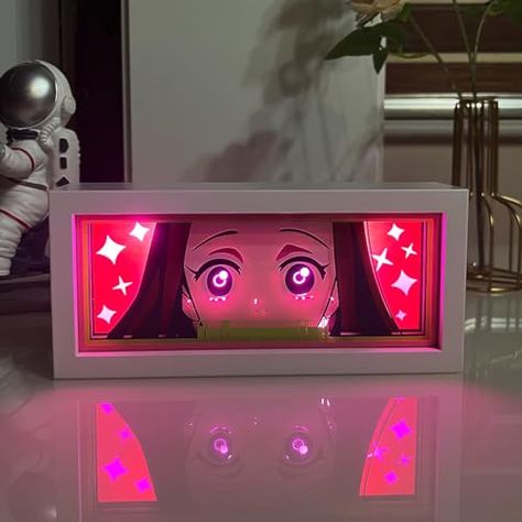 Anime Led Light Box Anime Paper Cut Light Box Handmade Manga 0 Demon Slayer Nezuko Kamado Anime Room Ideas Demon Slayer, Demon Slayer Room Decor, Manga Paper, Bedroom Desk Decor, Slayer Nezuko, Anime Lamp, Shadow Lamp, Demon Slayer Nezuko, Anime Crafts Diy