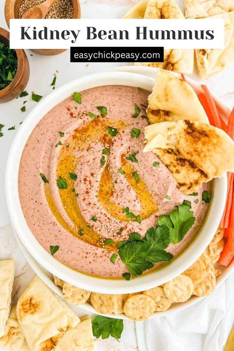 A smooth and flavorful hummus, using red kidney beans. Kidney Bean Hummus, Kidney Bean Dip, Classic Hummus Recipe, Classic Hummus, Bean Hummus, Hummus Ingredients, Bean Dip Recipes, Kidney Bean, Sandwich Spread