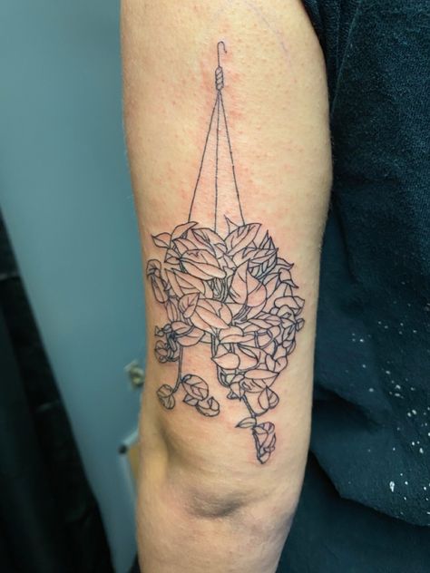 Hanging Plant Tattoo, Plant Tattoo, Hanging Plant, Dreamcatcher Tattoo, Hanging Plants, Geometric Tattoo, Tatting, Tattoos