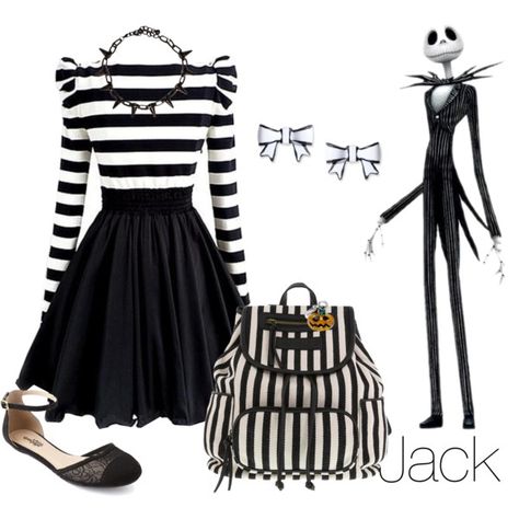 Disney Inspired Outfits: Jack Skellington by morganautical on Polyvore featuring polyvore, fashion, style, Dabuwawa, Charlotte Russe, Meggie and Betsey Johnson Disney Bound Outfits Casual, Fashion Show Themes, Disney Themed Outfits, Cute Disney Outfits, Disney Inspired Fashion, Disneyland Outfits, Diy Kostüm, Character Inspired Outfits, Disney Bound Outfits