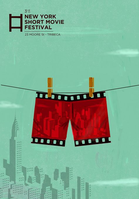 New York Short Movie Festival on Behance Short Film Festival Poster, Film Graphic Design Poster, Short Film Poster Design, New York Film Festival, Short Film Posters, Movie Festival Poster Design, Film Festival Poster Design Creative, Cinema Poster Design, Cinema Graphic Design