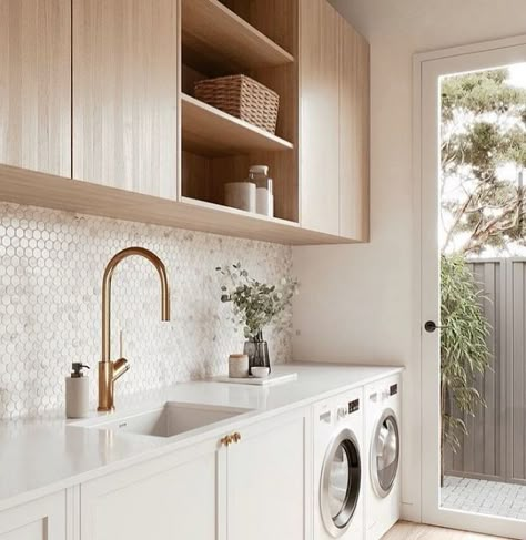 Minimal Laundry Room, Laundry Area Ideas, Laundry Corner, Laundry Designs, Pantry Scullery, Shaker House, Laundry Renovation, Laundry Reno, Laundry Room Decor Ideas