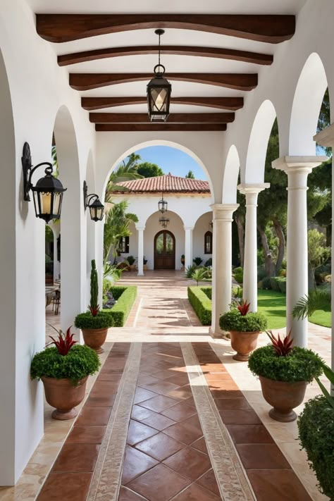 Dreaming of the perfect Mediterranean escape? Discover 15 stunning Spanish villa home designs, featuring timeless stucco walls, terracotta roofs, arched windows, and luxurious outdoor courtyards. From modern minimalism to rustic charm, these exteriors are packed with inspiration to transform your home into a Mediterranean masterpiece! 🌴✨ #SpanishVillas #HomeDesign #ArchitectureIdeas White Spanish House Exterior, Spanish White House, Spanish Style Homes One Story, Roofing Ideas House Exterior, Spanish Mediterranean Exterior, Spanish Country Home Exterior, Spanish Modern Villa, Spanish Adobe Style Home, Spanish Villa Interior Design