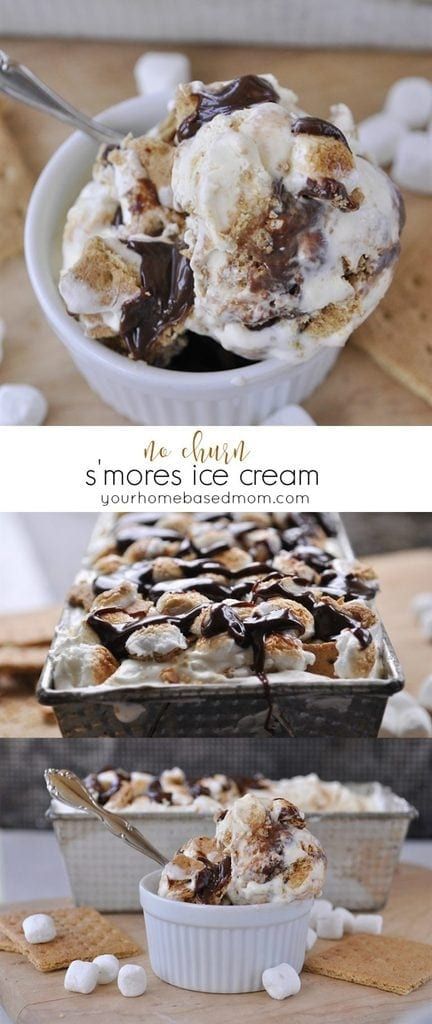 Smores Ice Cream, Ice Cream Cookie Sandwich, Easy Ice Cream, Homemade Ice Cream Recipes, No Churn Ice Cream, Desserts Menu, Ice Cream Popsicles, Ice Cream Treats, S'mores