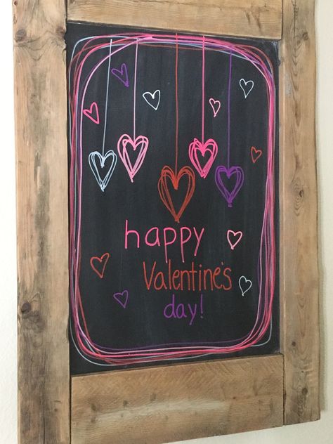 Valentine chalkboard! Valentine Chalkboard Ideas, Valentine Chalkboard Art, Chalkboard Art Quotes, Chalkboard Door, Chalkboard Wall Art, Chalkboard Doodles, Blackboard Art, Chalkboard Decor, Chalkboard Drawings