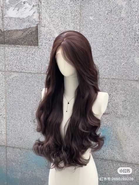 Dr Hair Claim, Hair Claims For Dr, Fairycore Hairstyle Long, Long Pretty Hair, Long Hair Asian, Long Hair Fairy Aesthetic, Brown Princess Hair Aesthetic, Angelic Hair, Korean Wig Long Hair