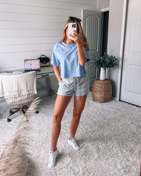 Campus French Terry Shorts, 2.5" curated on LTK Terry Cloth Shorts Outfit, Grey Cotton Shorts Outfit, Gray Shorts Outfit, Fleece Shorts Outfit, Flowy Shorts Outfit, Cotton Shorts Outfit, French Terry Shorts, Shorts Outfits, Shorts Outfit