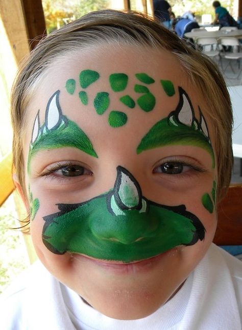 Faulkner's Ranch: Face Painting                                                                                                                                                                                 More Dinosaur Face Painting, Dragon Face Painting, Dragon Makeup, Bodysuit Tattoos, Face Painting For Boys, Painting Face, Dragon Face, Face Painting Easy, Kids Face Paint