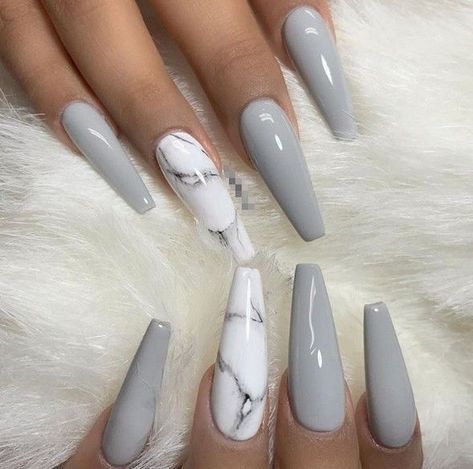 (paid link) Blue coffin nails designs short ideas | nails, blue nails, cute nails Stone Nails, Grey Nail, Grey Nails, Lovely Grey, Unghie Sfumate, Sculpted Nails, Gray Nails, Marble Nails, Acrylic Nails Coffin