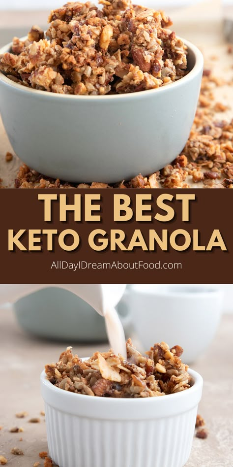 Low Carb Granola Recipe, High Protein Granola, Low Carb Cereal, Keto Cereal, Low Carb Granola, Desayuno Keto, Protein Granola, Keto Granola, Friends Recipes