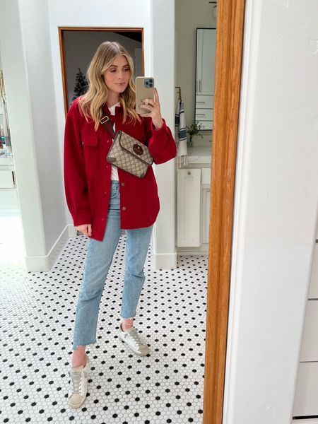 Red Shacket Outfit Women, Red Shacket Outfit, Gasparilla Outfit, Ootd Navy, Teaching Fits, Shacket Outfit Women, Sparkle Sneakers, January Outfits, India Match